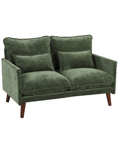 HOMCOM 2 Seater Sofa, Loveseat Sofa with Spring Cushions, Wide and Deep Seat, Wood Legs, Green