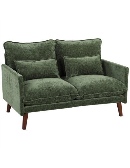 HOMCOM 2 Seater Sofa, Loveseat Sofa with Spring Cushions, Wide and Deep Seat, Wood Legs, Green - pic 192307 | FastDaddyshop