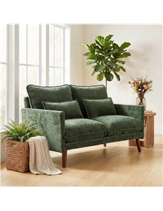 HOMCOM 2 Seater Sofa, Loveseat Sofa with Spring Cushions, Wide and Deep Seat, Wood Legs, Green 2