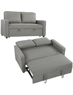 HOMCOM Double Sofa Bed Click Clack Sofa Bed Pull Out Bed with Adjustable Backrest for Living Room and Bedroom Grey
