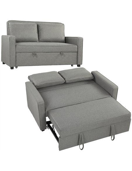 HOMCOM Double Sofa Bed Click Clack Sofa Bed Pull Out Bed with Adjustable Backrest for Living Room and Bedroom Grey - pic 192316 | FastDaddyshop