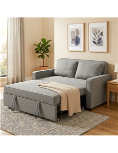 HOMCOM Double Sofa Bed Click Clack Sofa Bed Pull Out Bed with Adjustable Backrest for Living Room and Bedroom Grey 2