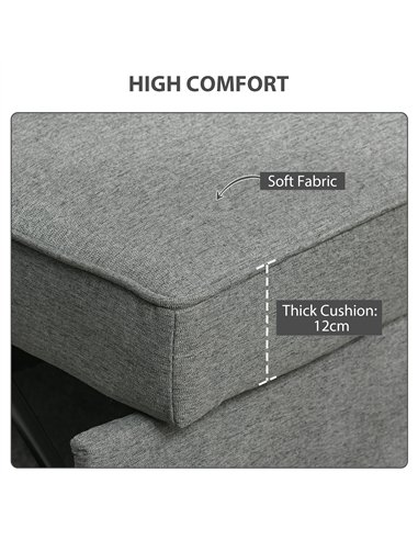 HOMCOM Double Sofa Bed Click Clack Sofa Bed Pull Out Bed with Adjustable Backrest for Living Room and Bedroom Grey
