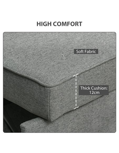 HOMCOM Double Sofa Bed Click Clack Sofa Bed Pull Out Bed with Adjustable Backrest for Living Room and Bedroom Grey - pic 192321 | FastDaddyshop