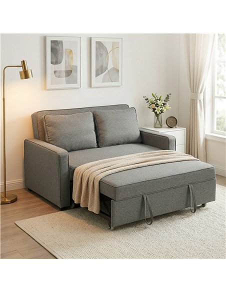 HOMCOM Double Sofa Bed Click Clack Sofa Bed Pull Out Bed with Adjustable Backrest for Living Room and Bedroom Grey - pic 192322 | FastDaddyshop