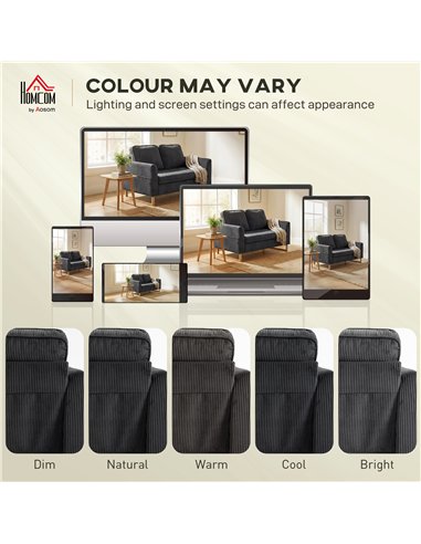 HOMCOM 2 Seater Sofa, 140 cm Loveseat Sofa with Spring Cushions, Metal Legs, 2 Pillows, Dark Grey