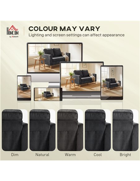 HOMCOM 2 Seater Sofa, 140 cm Loveseat Sofa with Spring Cushions, Metal Legs, 2 Pillows, Dark Grey - pic 192330 | FastDaddyshop