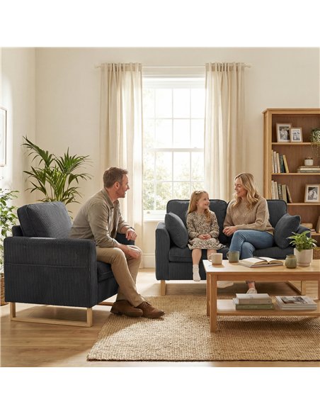 HOMCOM 2 Seater Sofa, 140 cm Loveseat Sofa with Spring Cushions, Metal Legs, 2 Pillows, Dark Grey - pic 192332 | FastDaddyshop