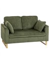 HOMCOM 2 Seater Sofa, 140 cm Loveseat Sofa with Spring Cushions, Metal Legs, 2 Pillows, Dark Green