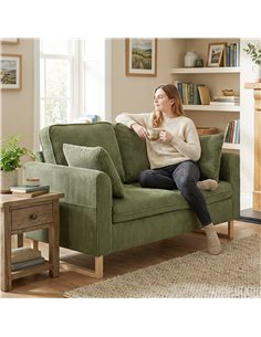 HOMCOM 2 Seater Sofa, 140 cm Loveseat Sofa with Spring Cushions, Metal Legs, 2 Pillows, Dark Green 2