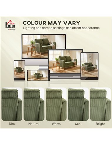 HOMCOM 2 Seater Sofa, 140 cm Loveseat Sofa with Spring Cushions, Metal Legs, 2 Pillows, Dark Green