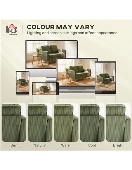 HOMCOM 2 Seater Sofa, 140 cm Loveseat Sofa with Spring Cushions, Metal Legs, 2 Pillows, Dark Green - pic 192339 | FastDaddyshop