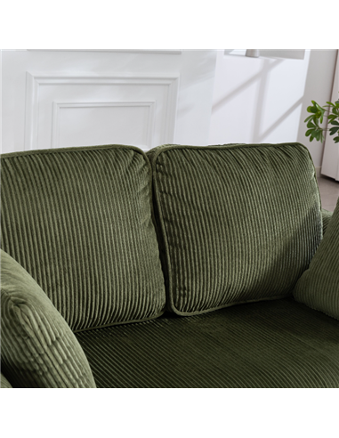 HOMCOM 2 Seater Sofa, 140 cm Loveseat Sofa with Spring Cushions, Metal Legs, 2 Pillows, Dark Green