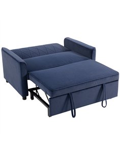 HOMCOM 2 Seater Sofa Bed, 3-in-1 Convertible Pull Out Sleeper Sofa with Clik-Clack Adjustable Backrest, Dark Blue