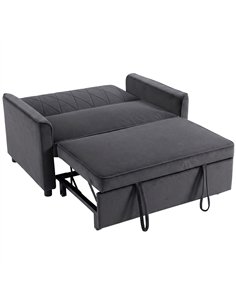 HOMCOM 2 Seater Sofa Bed, 3-in-1 Convertible Pull Out Sleeper Sofa with Clik-Clack Adjustable Backrest, Dark Grey