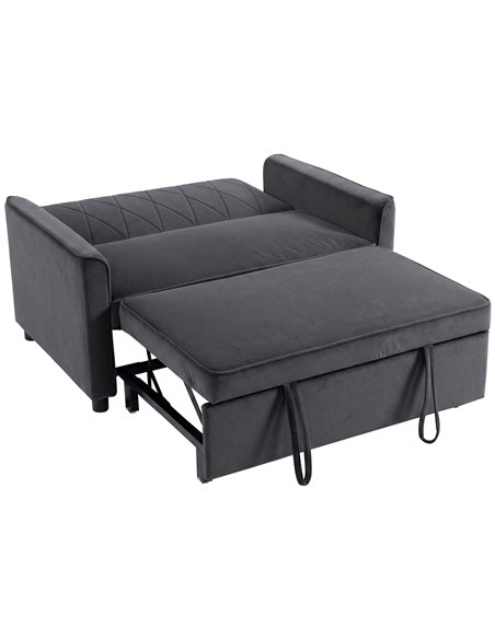 HOMCOM 2 Seater Sofa Bed, 3-in-1 Convertible Pull Out Sleeper Sofa with Clik-Clack Adjustable Backrest, Dark Grey - pic 192361 | FastDaddyshop