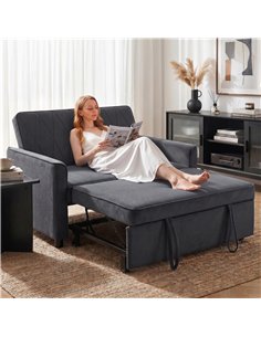 HOMCOM 2 Seater Sofa Bed, 3-in-1 Convertible Pull Out Sleeper Sofa with Clik-Clack Adjustable Backrest, Dark Grey 2