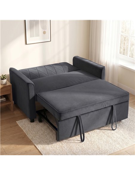 HOMCOM 2 Seater Sofa Bed, 3-in-1 Convertible Pull Out Sleeper Sofa with Clik-Clack Adjustable Backrest, Dark Grey - pic 192368 | FastDaddyshop
