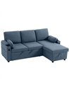 HOMCOM Corner Sofa Bed, L Shaped Sleeper Sectional Sofa with Reversible Storage Chaise, Blue