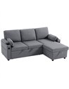 HOMCOM Corner Sofa Bed, L Shaped Sleeper Sectional Sofa with Reversible Storage Chaise, Grey