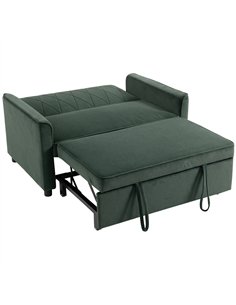 HOMCOM 2 Seater Sofa Bed, 3-in-1 Convertible Pull Out Sleeper Sofa with Clik-Clack Adjustable Backrest, Dark Green