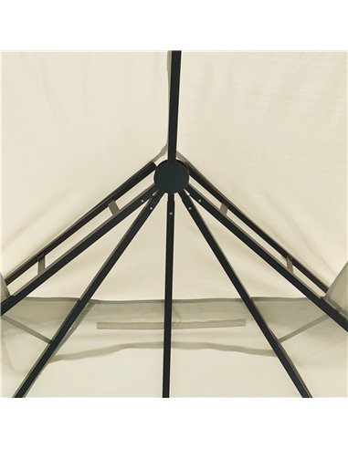 Outsunny 3.7 x 3(m) Patio Gazebo Canopy Garden Tent Shelter with 2 Tiers Roof and Mosquito Netting, Metal Frame, Beige