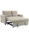 HOMCOM Corduroy Click Clack Sleeper Sofa with Pull Out Design, 2 Seater Sofa Bed, Cream White
