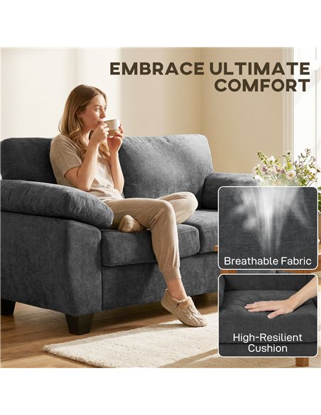 HOMCOM 2 Seater Sofa, 156cm Chenille Loveseat Sofa, Dark Grey - pic 192409 | FastDaddyshop