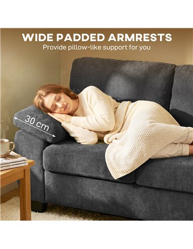 HOMCOM 2 Seater Sofa, 156cm Chenille Loveseat Sofa, Dark Grey