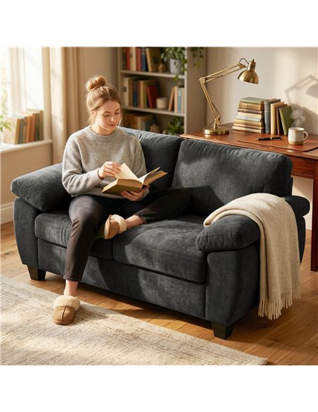 HOMCOM 2 Seater Sofa, 156cm Chenille Loveseat Sofa, Dark Grey - pic 192412 | FastDaddyshop