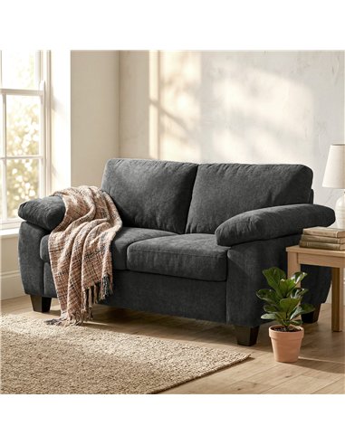 HOMCOM 2 Seater Sofa, 156cm Chenille Loveseat Sofa, Dark Grey
