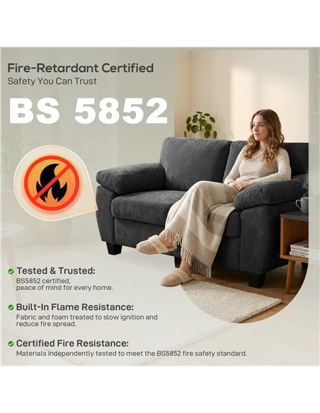 HOMCOM 2 Seater Sofa, 156cm Chenille Loveseat Sofa, Dark Grey - pic 192414 | FastDaddyshop