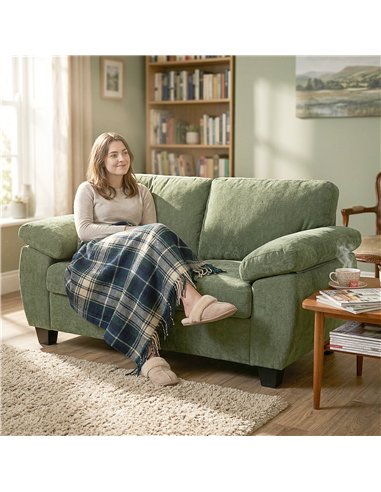 HOMCOM 2 Seater Sofa, 156cm Chenille Loveseat Sofa, Dark Green