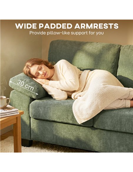 HOMCOM 2 Seater Sofa, 156cm Chenille Loveseat Sofa, Dark Green - pic 192420 | FastDaddyshop
