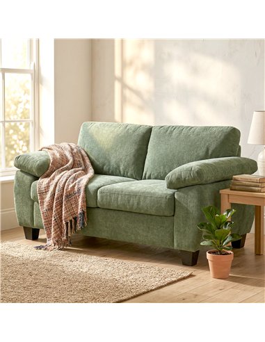 HOMCOM 2 Seater Sofa, 156cm Chenille Loveseat Sofa, Dark Green