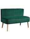 HOMCOM 117cm Loveseat Sofa Upholstered Small 2 Seater Sofa  with Thick Padded Seat and Rubber Wood Legs, Dark Green