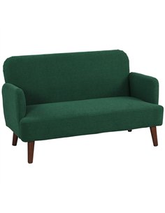 HOMCOM Velvet Feel Fabric 2 Seater Sofa, Small Sofa Loveseat with 21cm Thick Padding and Wood Legs, Dark Green