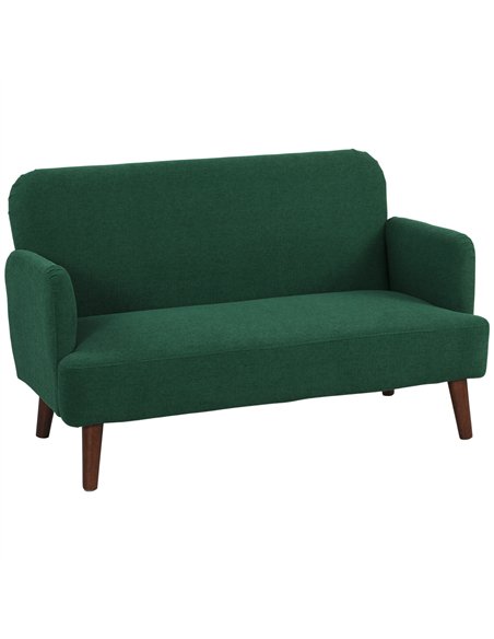 HOMCOM Velvet Feel Fabric 2 Seater Sofa, Small Sofa Loveseat with 21cm Thick Padding and Wood Legs, Dark Green - pic 192433 | FastDaddyshop