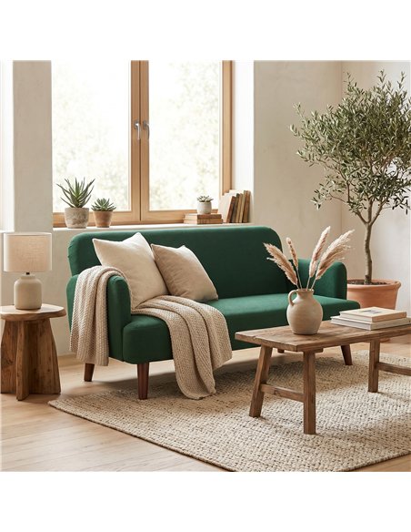HOMCOM Velvet Feel Fabric 2 Seater Sofa, Small Sofa Loveseat with 21cm Thick Padding and Wood Legs, Dark Green - pic 192434 | FastDaddyshop