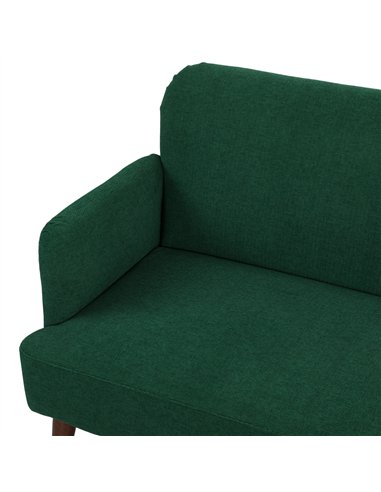HOMCOM Velvet Feel Fabric 2 Seater Sofa, Small Sofa Loveseat with 21cm Thick Padding and Wood Legs, Dark Green
