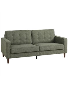 HOMCOM 3 Seater Sofa Button Tufted Upholstered Velvet Couch with Wood Legs for Living Room, Green