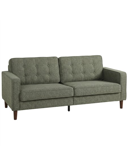 HOMCOM 3 Seater Sofa Button Tufted Upholstered Velvet Couch with Wood Legs for Living Room, Green - pic 192442 | FastDaddyshop