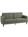 HOMCOM 3 Seater Sofa Button Tufted Upholstered Velvet Couch with Wood Legs for Living Room, Green