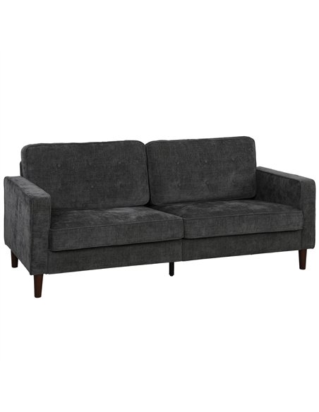 HOMCOM 3 Seater Sofa Button Tufted Upholstered Velvet Couch with Wood Legs for Living Room, Dark Grey - pic 192451 | FastDaddyshop