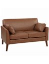 HOMCOM 2 Seater Sofa, 132 cm Modern Small Sofa with Solid Wood Legs and 2 Pillows for Small Space, Brown