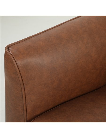 HOMCOM 2 Seater Sofa, 132 cm Modern Small Sofa with Solid Wood Legs and 2 Pillows for Small Space, Brown - pic 192468 | FastDaddyshop
