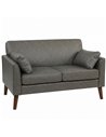 HOMCOM 2 Seater Sofa, 132 cm Modern Small Sofa with Solid Wood Legs and 2 Pillows for Small Space, Grey