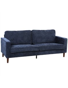 HOMCOM 3 Seater Sofa Button Tufted Upholstered Velvet Couch with Wood Legs for Living Room, Dark Blue