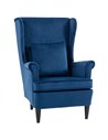 HOMCOM Modern Accent Chair with High Backrest and Pillow, Velvet-Feel Fabric Reading Chair with Solid Wood Legs, Blue