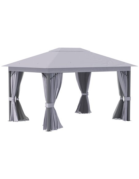 Outsunny 4x3m Gazebo with Vented Roof, Mosquito Netting and Curtains, Grey - pic 19249 | FastDaddyshop